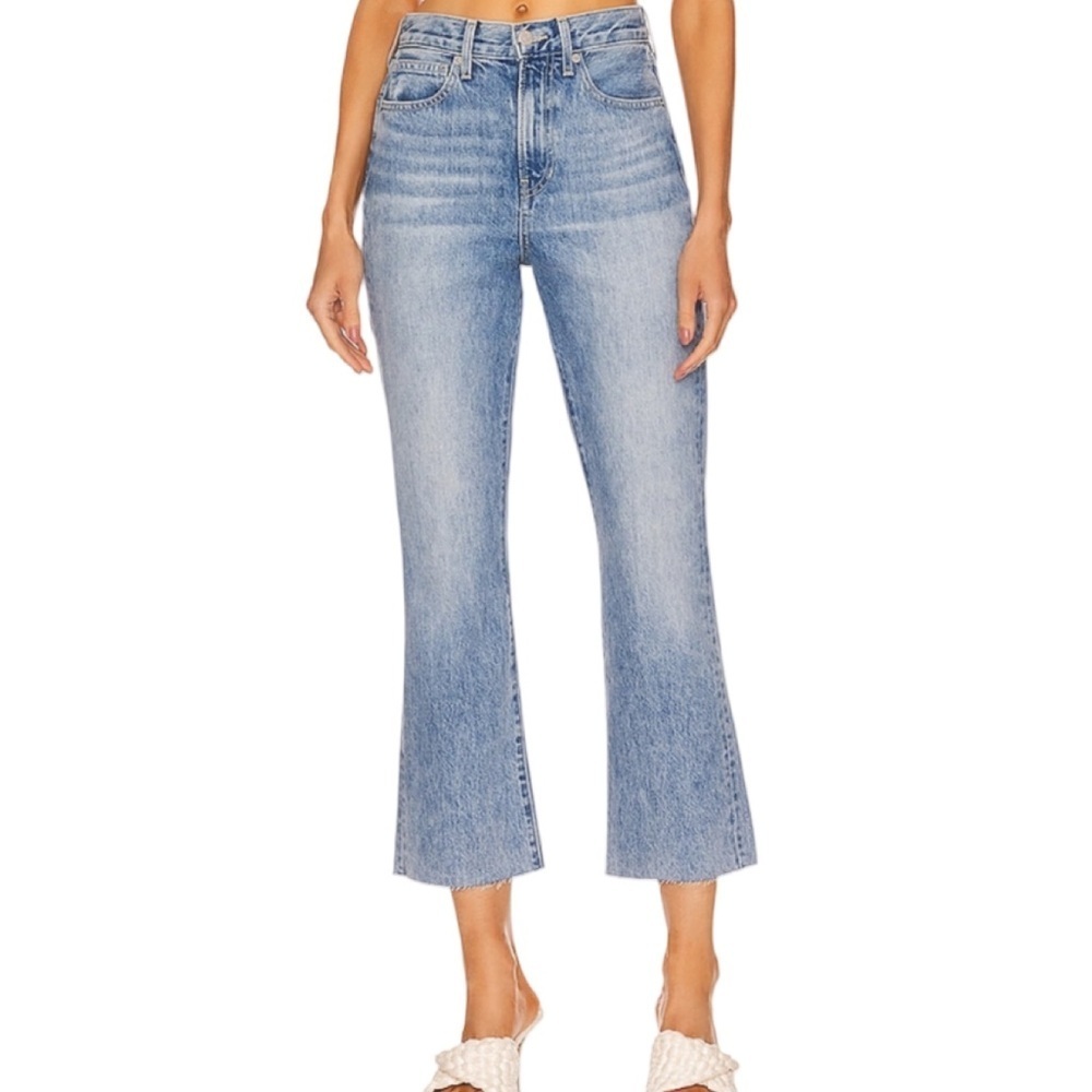 Veronica Beard Carly High Rise Kick Flare Fray Hem Blue Sunrise Jean Size 29